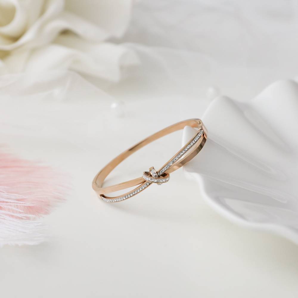 Bracelet - Ribbon Crystal-Ribbon Rose Gold Design No. 1