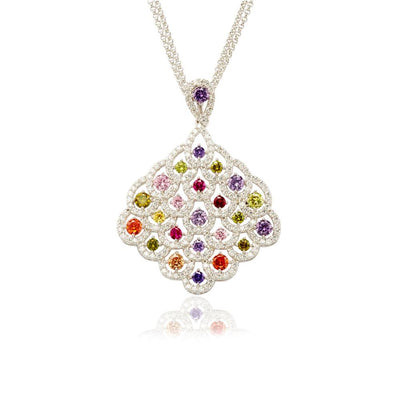 Premium Necklaces Silver Diamond Drops Design - No. 14N