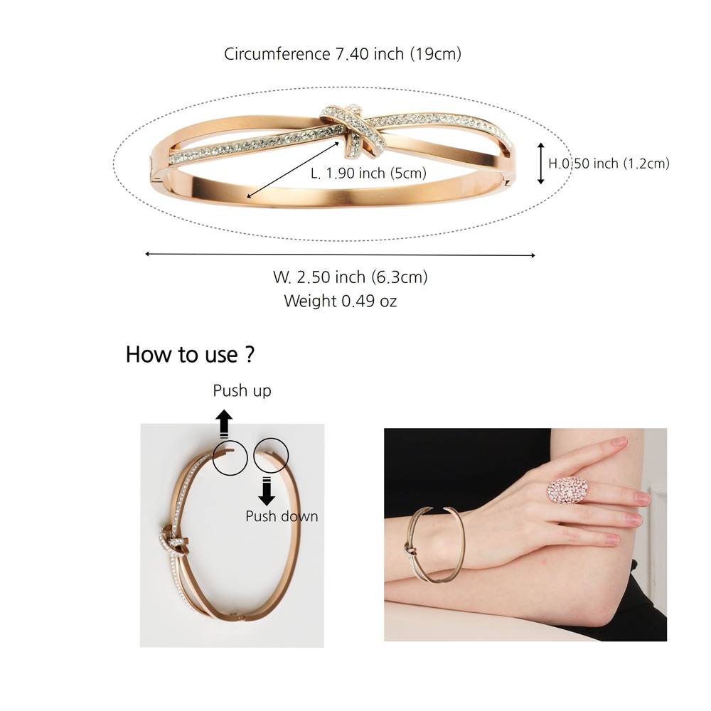 Bracelet - Ribbon Crystal-Ribbon Rose Gold Design No. 1