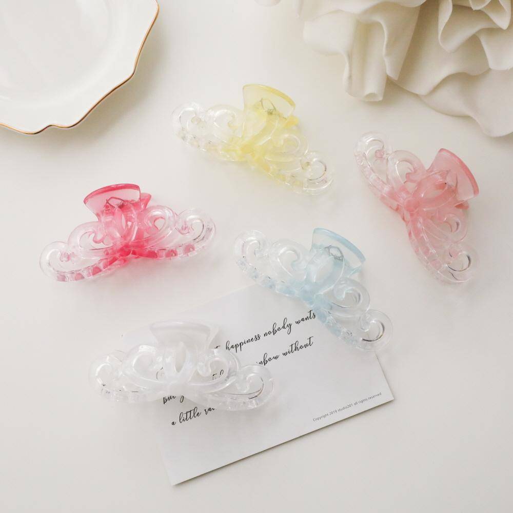 Hair Clip - Crown Design & 5pcs Transparent colors - No. 6