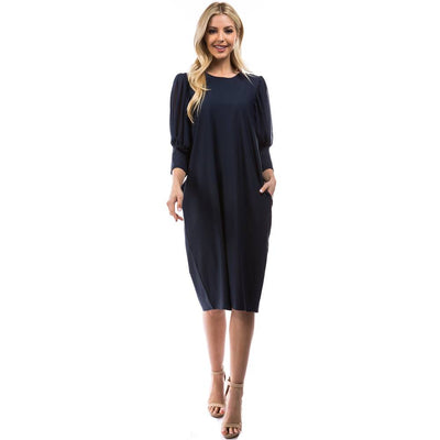 Candy 3/4 sleeves Dress - Navy