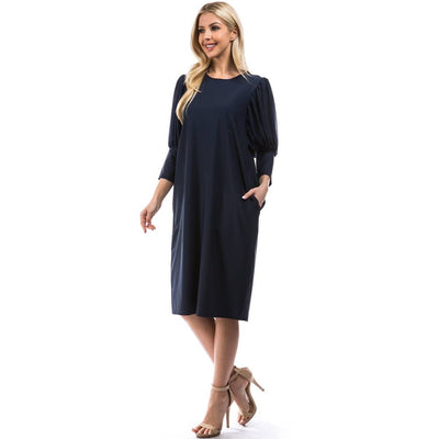 Candy 3/4 sleeves Dress - Navy