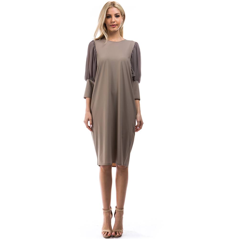 Candy 3/4 sleeves Dress - Beige