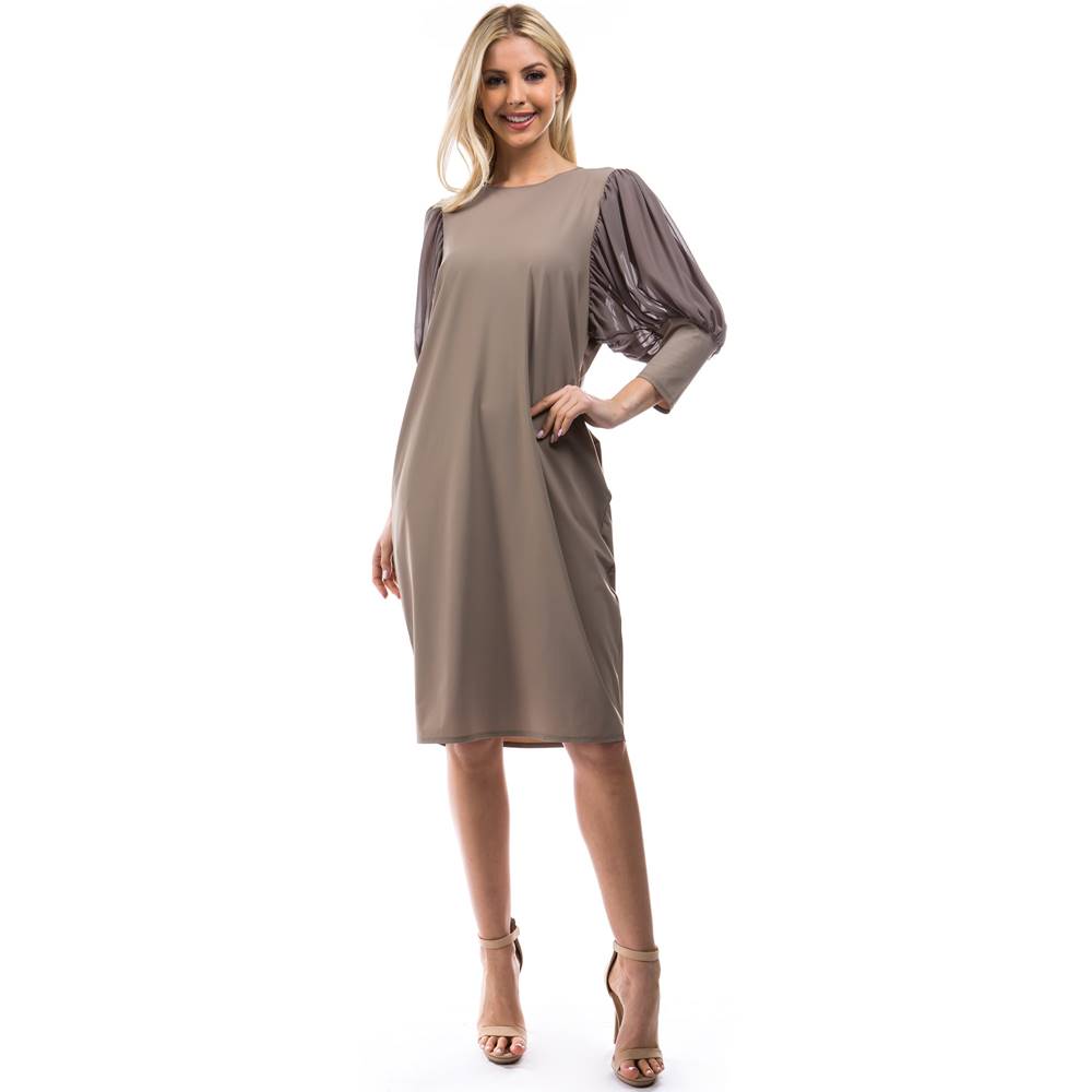 Candy 3/4 sleeves Dress - Beige