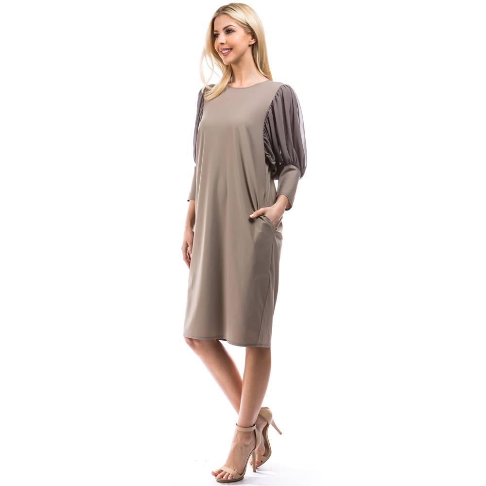 Candy 3/4 sleeves Dress - Beige