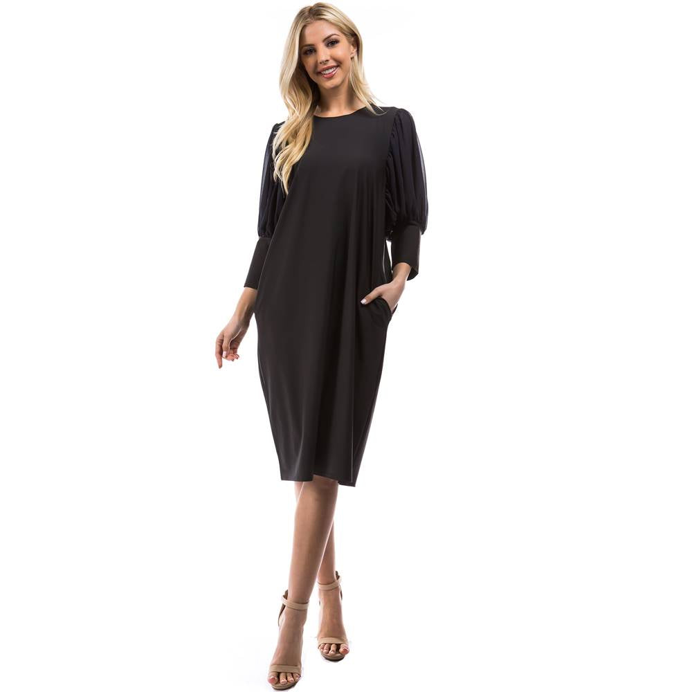 Candy 3/4 sleeves Dress - Charcoal