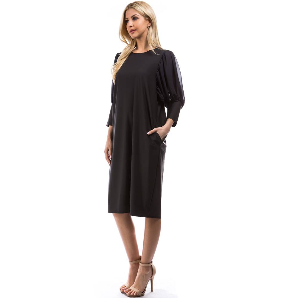 Candy 3/4 sleeves Dress - Charcoal