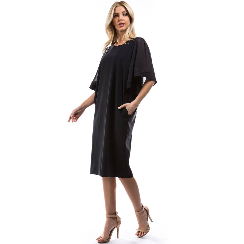 Angel 3/4 Sleeves Dress - Black