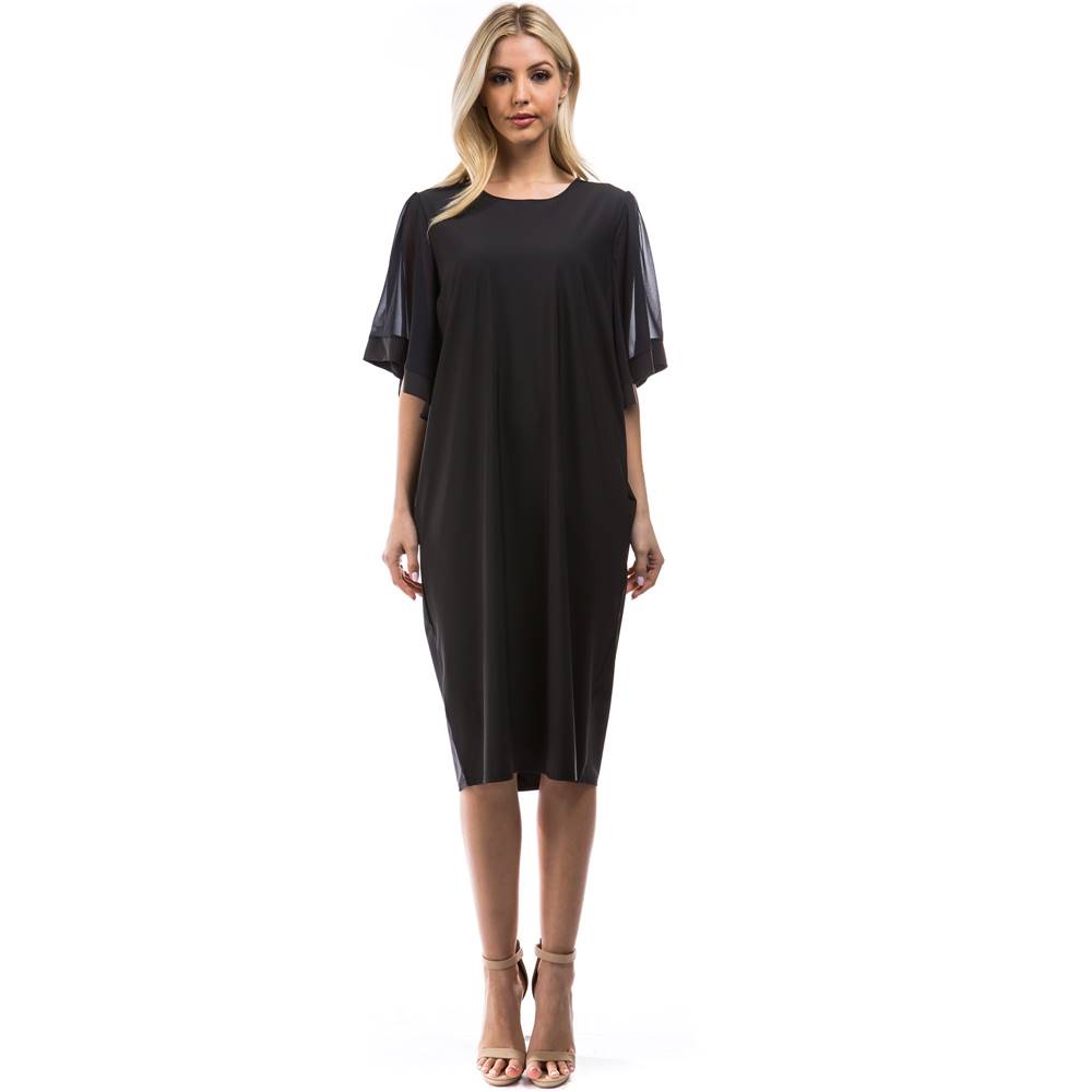 Angel 3/4 Sleeves Dress - Charcoal