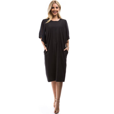 Angel 3/4 Sleeves Dress - Charcoal