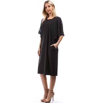 Angel 3/4 Sleeves Dress - Charcoal