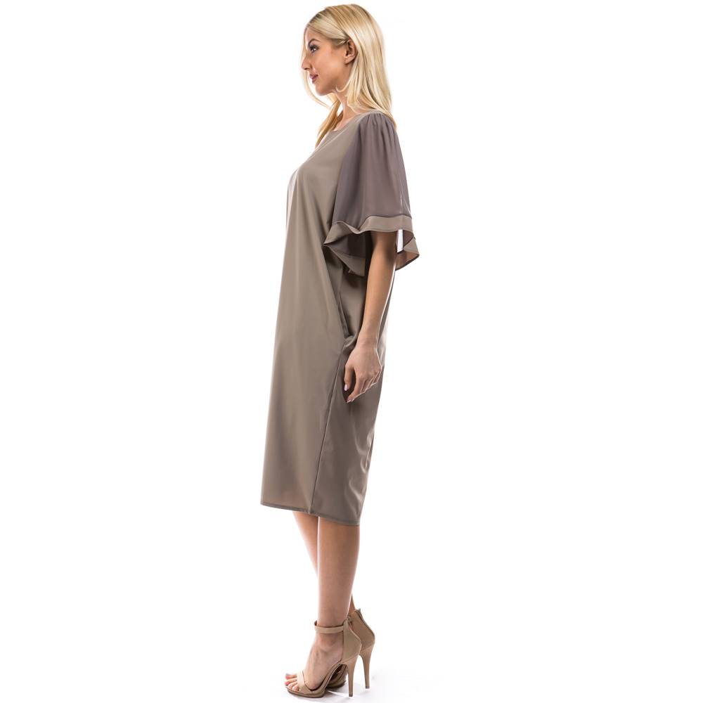 Angel 3/4 Sleeves Dress - Beige