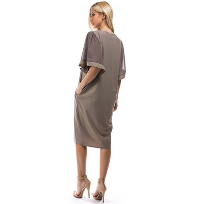 Angel 3/4 Sleeves Dress - Beige