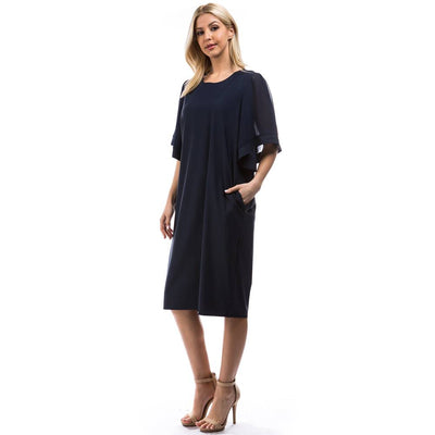 Angel 3/4 Sleeves Dress - Navy